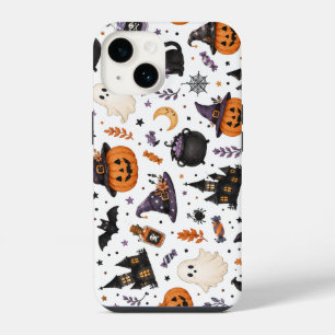 Cute Halloween Seamless Pattern with Black Cats iPhone 14 Case