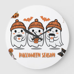 Cute Halloween Season - Ghosts Coffee Large Clock
