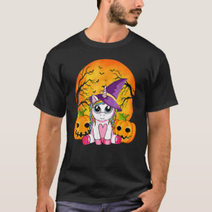 Cute Halloween Shirt Girls Women Witchy Unicorn Ha