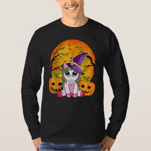 Cute Halloween Shirt Girls Women Witchy Unicorn Ha
