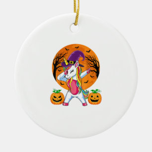 Cute Halloween Shirt Girls Women Witchy Unicorn Ha Ceramic Tree Decoration