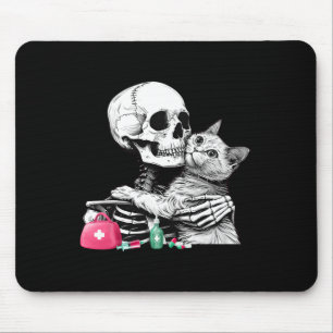 Cute Halloween Skeleton Hug Cat Vet Tech Veterinar Mouse Mat