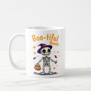 Cute Halloween skeleton with candy design mug