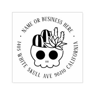 Cute Halloween Skull Custom Name Return Address Self-inking Stamp