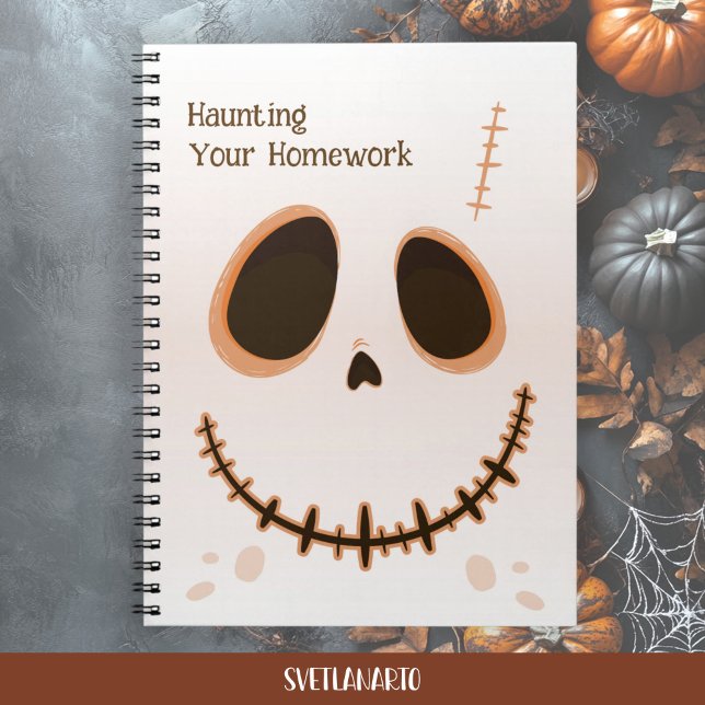 Cute Halloween Skull Face Spiral Notebook (Frontal view)