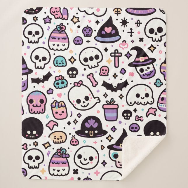 Cute halloween skull pattern blanket (Front)