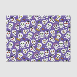 Cute Halloween Skulls on Purple Tissue Paper