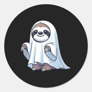 Cute Halloween Sloth Ghost Cartoon Spooky Sloth Classic Round Sticker