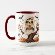 Cute Halloween Sloth Mug Spooky Sloth in a Pumpkin