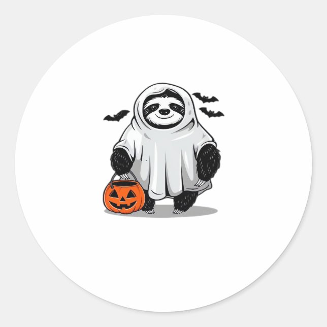 Cute Halloween Sloth T-Shirt Adorable and Spooky D Classic Round Sticker (Front)