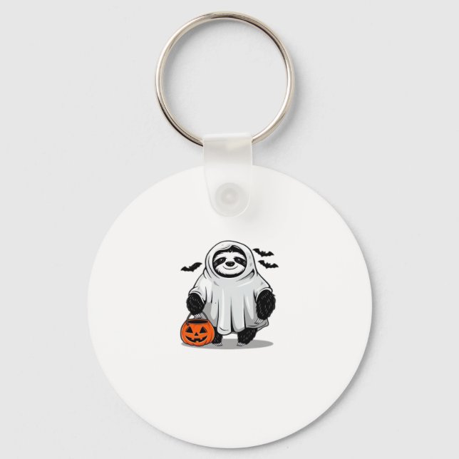 Cute Halloween Sloth T-Shirt Adorable and Spooky D Key Ring (Front)