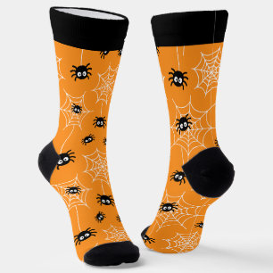 Cute Halloween Spider and Web Socks with Name
