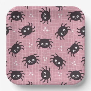 Cute Halloween Spider Pattern Paper Plate