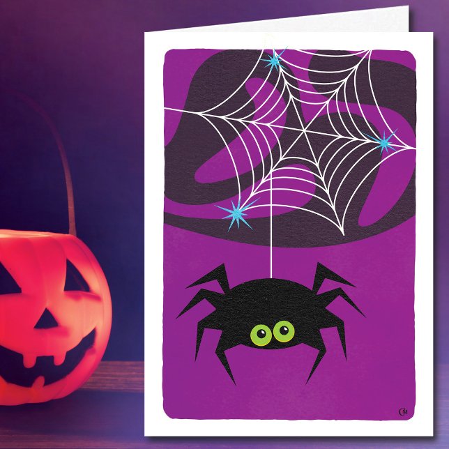 Cute Halloween Spider Purple Blank Card (Creator Uploaded)