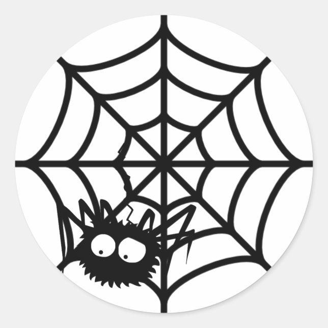 Cute Halloween Spider Web Classic Round Sticker (Front)