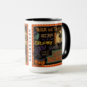 Cute Halloween Spook Cat Fun Pumpkin Customisable Mug