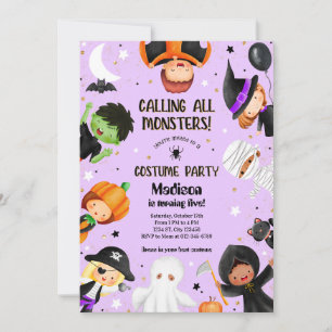 Cute Halloween Spooktacular Costume Birthday Party Invitation
