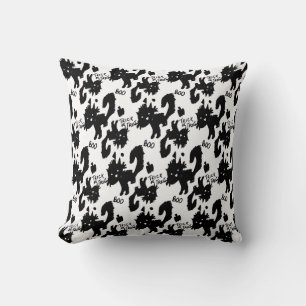 Cute Halloween Spooky Cat Doodle Illustration Cushion