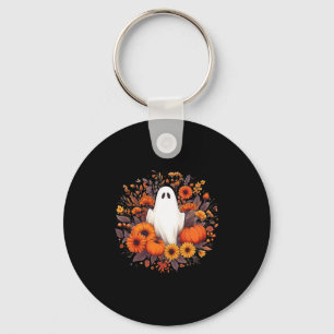 Cute Halloween Spooky Ghost Fall Pumpkin Autumn Fl Key Ring