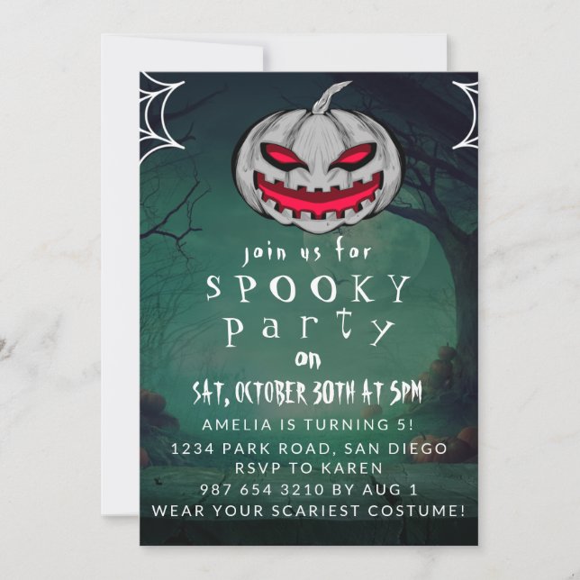 Cute Halloween, Spooky Party  Invitation (Front)