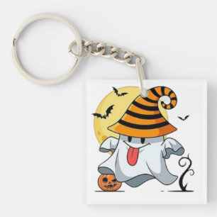Cute Halloween Spooky Pumpkin Bat Clipart   Key Ring