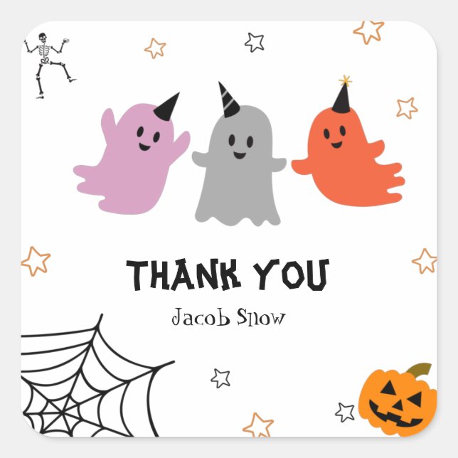 Cute Halloween Spooky Thank You  Square Sticker (Front)