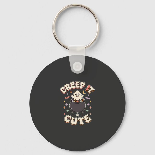 Cute Halloween Spooky Vibes Key Ring (Front)
