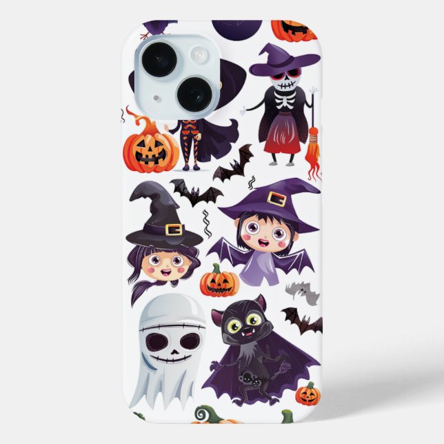 Cute Halloween Spooky Witches Ghosts Bats Pumpkins Case-Mate iPhone Case (Back)