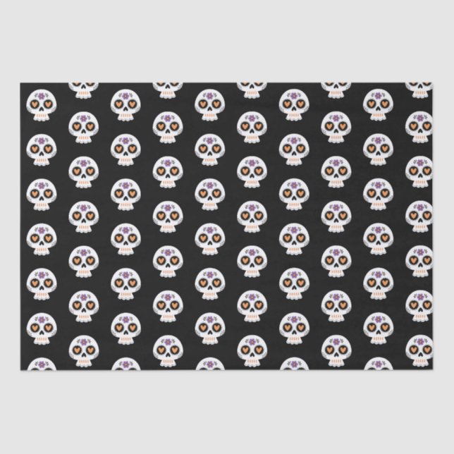 Cute Halloween Sugar Skull Pattern Tissue Paper (Front)