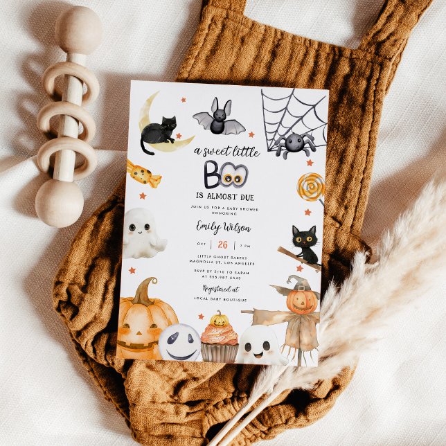 Cute Halloween Sweet Little Boo Baby Shower Invitation (Creator Uploaded)