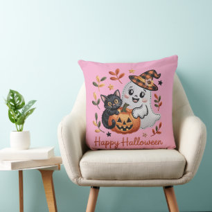Cute Halloween T-Shirt – Whimsical Embroidery  Cushion