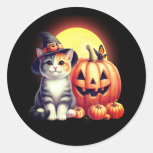 Cute Halloween Tabby Cat Stickers