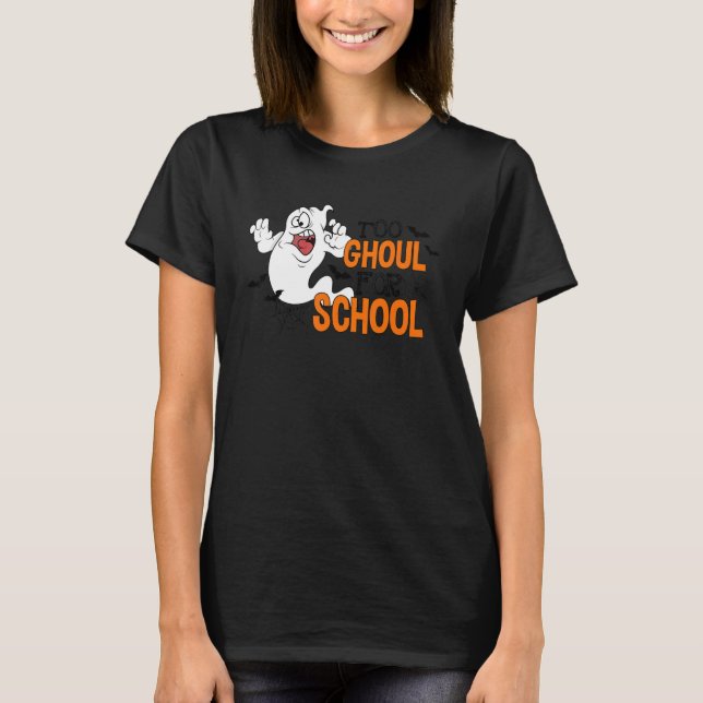 Cute Halloween Teacher School Ghouls Groovy Trick  T-Shirt (Front)
