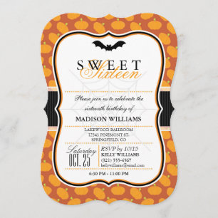 Cute Halloween Theme Sweet 16 Party Invitation