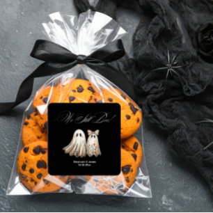 Cute Halloween-Themed Wedding Anniversary Cake Square Sticker