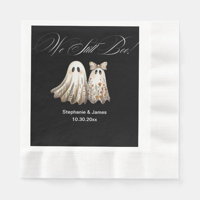 Cute Halloween-Themed Wedding Anniversary Dinner Napkin (Front)