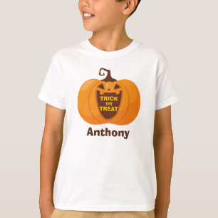Cute Halloween Trick or Treat Funny Orange Pumpkin T-Shirt