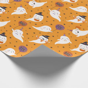 Cute Halloween Trick or Treat Ghosts Wrapping Paper