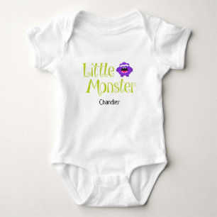 Cute Halloween Trick or Treat Little Monster Name Baby Bodysuit