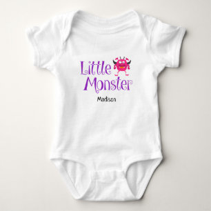 Cute Halloween Trick or Treat Little Monster Name Baby Bodysuit