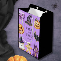 Cute Halloween Trick or Treat Purple Gift Bag