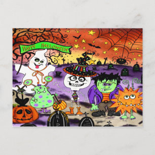 Cute Halloween Trick or Treat Spooky Inspirivity Postcard
