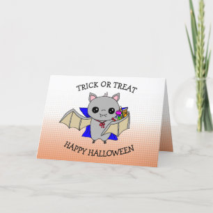 Cute Halloween Trick or Treating Bag holding Candy Card