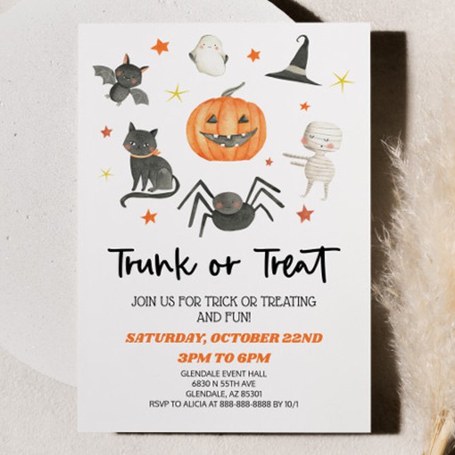 Cute Halloween Trunk or Treat Party Invitation (Creator Uploaded)
