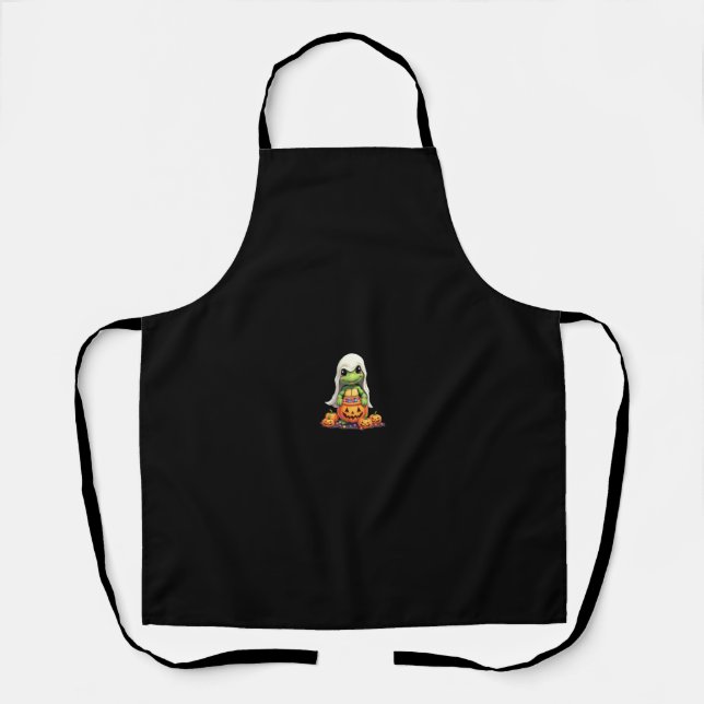 Cute Halloween Turtle Ghost with Candy (1) Apron (Front)