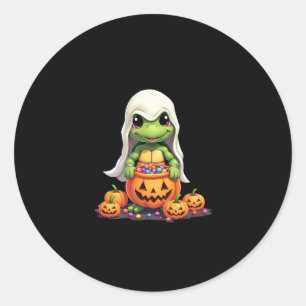 Cute Halloween Turtle Ghost with Candy (1) Classic Round Sticker