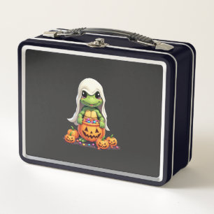 Cute Halloween Turtle Ghost with Candy (1) Metal Lunch Box