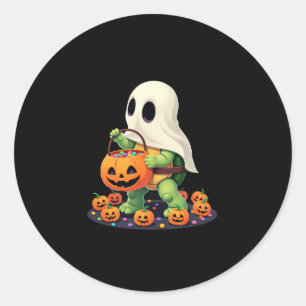 Cute Halloween Turtle Ghost with Candy (2) Classic Round Sticker