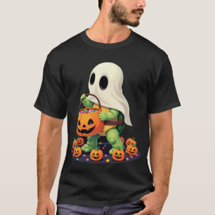 Cute Halloween Turtle Ghost with Candy (2) T-Shirt