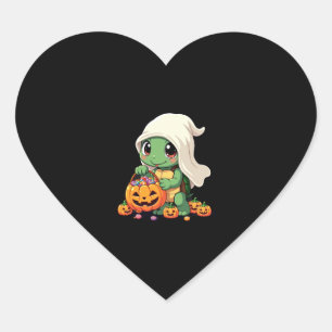 Cute Halloween Turtle Ghost with Candy (3) Heart Sticker